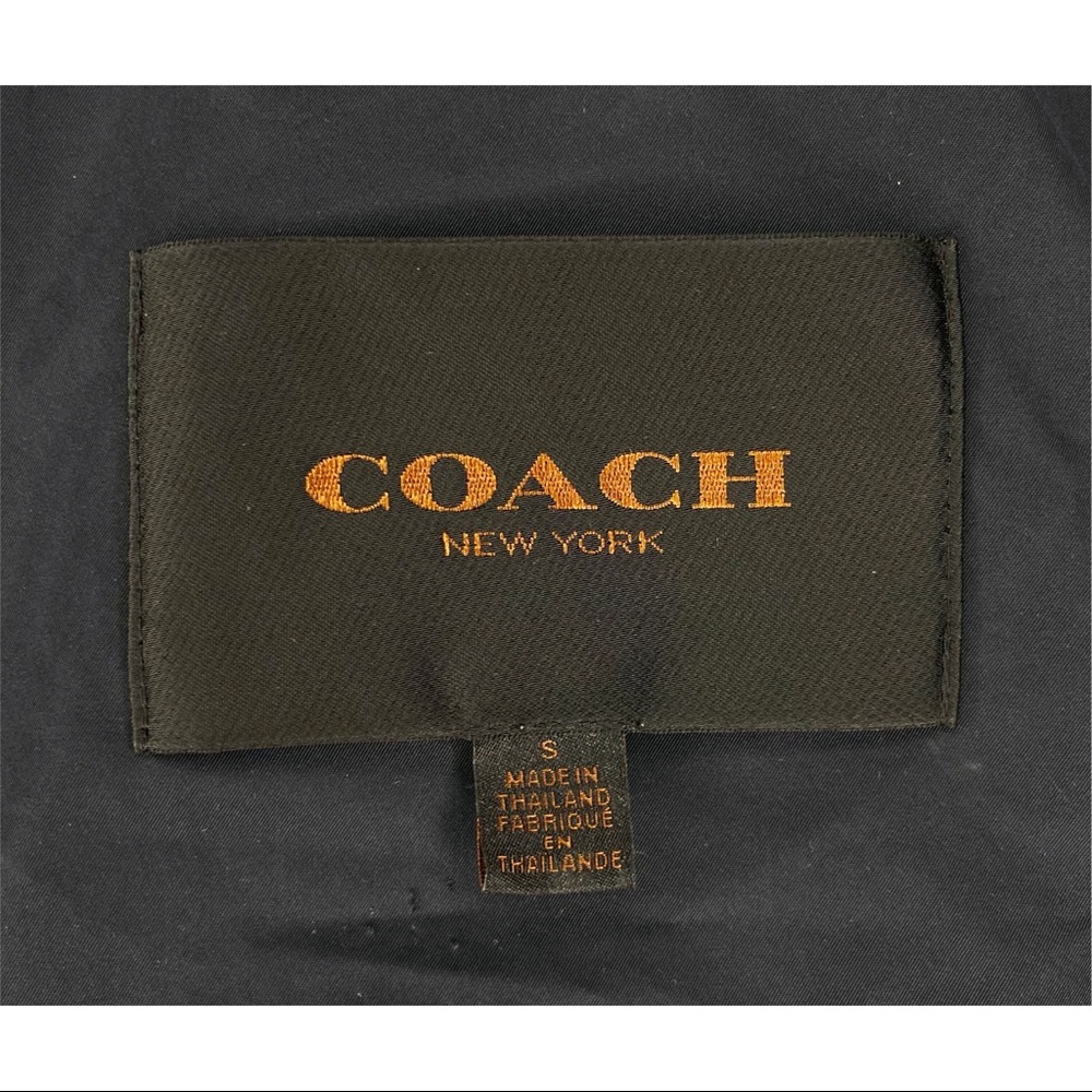 Coach Women’s Navy Blue Small Stadium Hooded Rain Coat Jacket Drawstring Waist - Picture 5 of 5